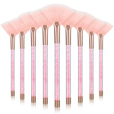 Maitys 9-piece facial fan brushes pink, designed for even powder application.