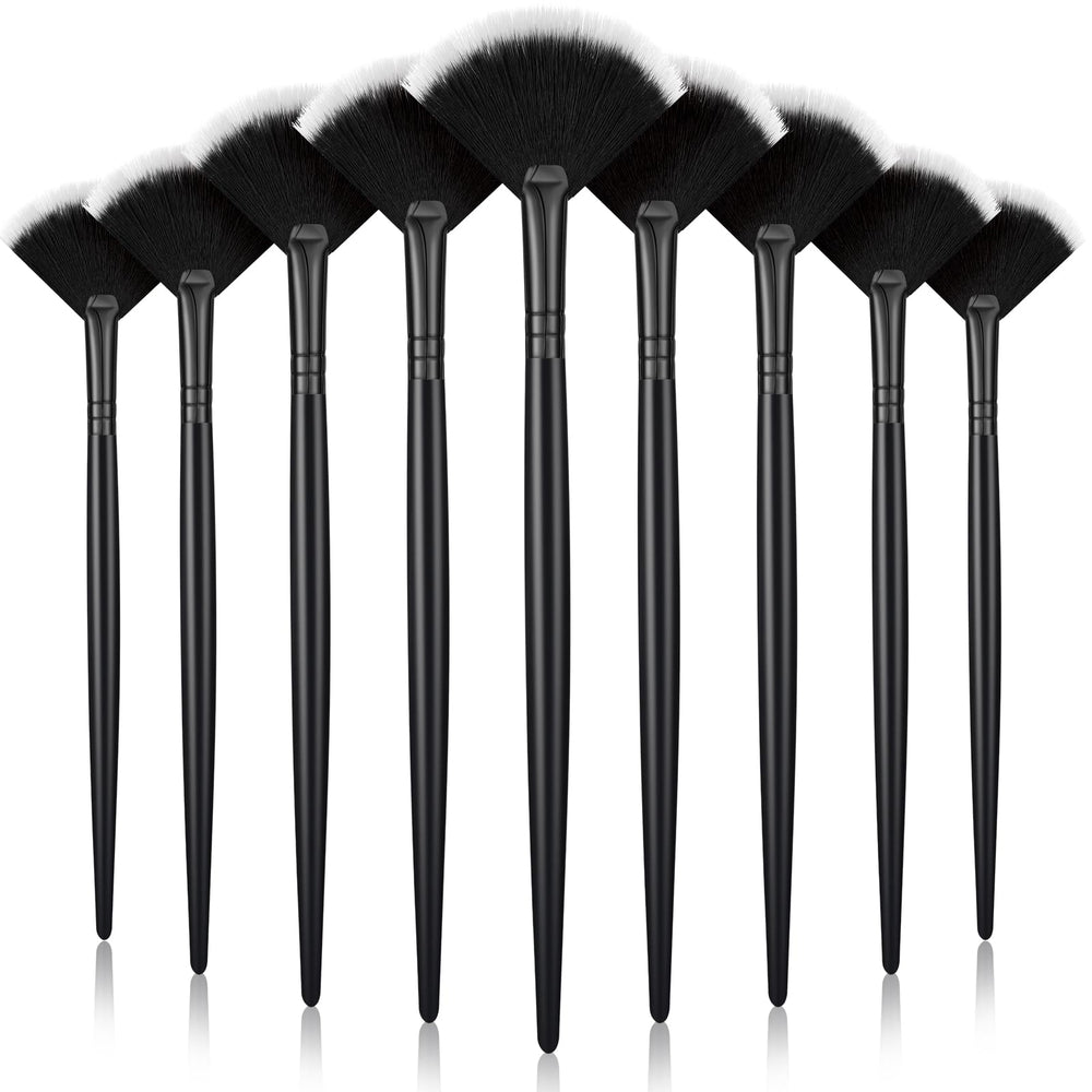 Maitys 9-piece facial fan brush set for precise powder application.