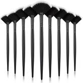 Maitys 9-piece facial fan brush set for precise powder application.