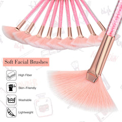 Maitys portable fan-shaped brush set for on-the-go makeup.