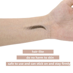 Maitys transfer sticker application process demonstrates quick brow setup.