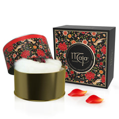 Maja Perfumed Talcum Powder bottle close-up showing elegant packaging and fragrance