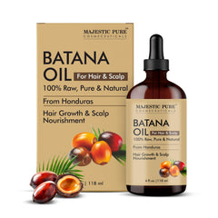 Majestic Pure Batana Aceite en frasco, cabello suave y nutrido.
