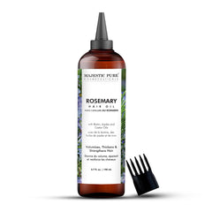 Majestic Pure Romero Aceite, aplicador en ángulo, aplicación precisa para cabello limpio y nutrido.