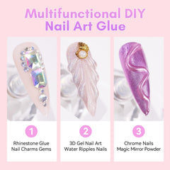 Makartt adhesivo para uñas brillos, fijación duradera para decoraciones.