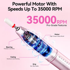 Makartt Electric Nail Drill LED display helps you monitor speed during sessions.