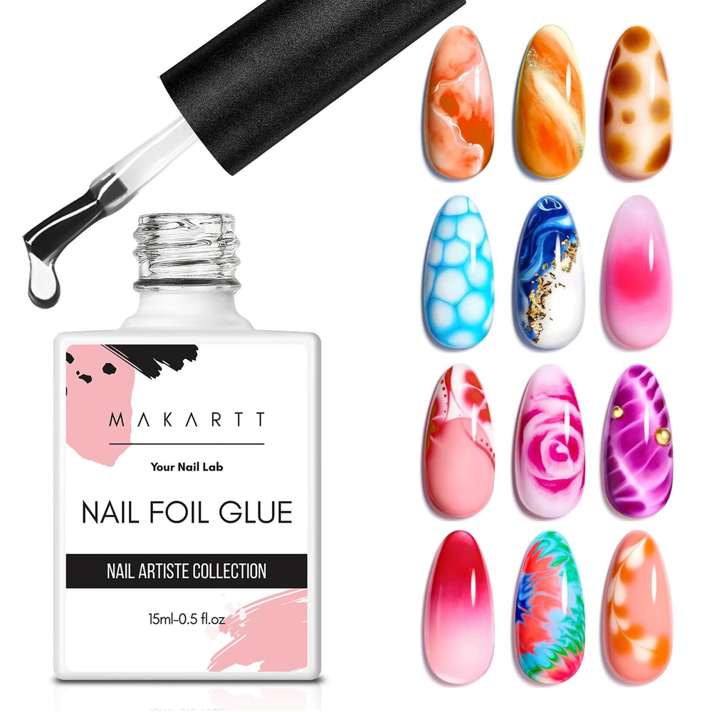 Makartt pegamento para láminas decorativas de uñas, botella de 15 ml para transferencia precisa.