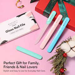 Makartt glass nail file green with case for smooth shaping on the go