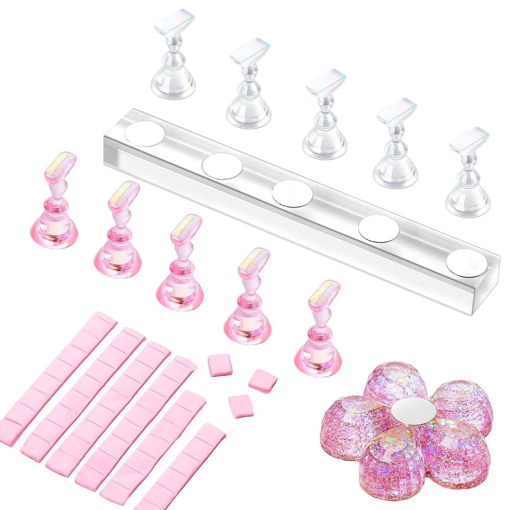 Makartt Nail Stand with rainbow holders for secure press-on nails during design and painting.