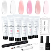 Makartt Poly Nail Gel Kit bottle close-up showing clear pink and white shades for chic nails.