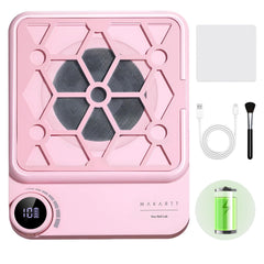 Makartt ERYNOS rechargeable nail dust collector with 5500 RPM suction for a clean acrylic session.