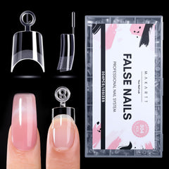 Makartt short square nail tips with half-cover design for precise extensions.