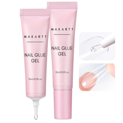 Makartt gel nail glue: tubo de aplicación precisa para fijación duradera de uñas postizas.