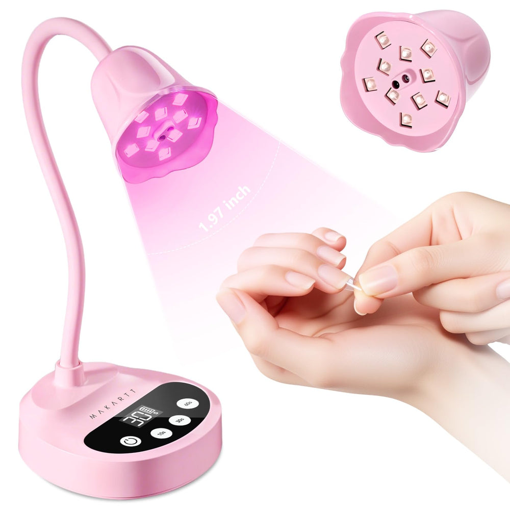 Makartt UV Nail Lamp front view with gooseneck for precise home curing.