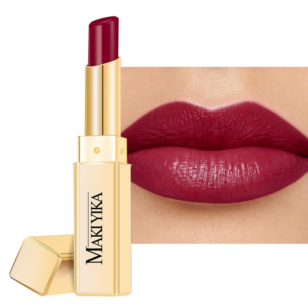 MAKI YIKA Moisture Dark Berry Lipstick packaging highlights premium design for on-the-go hydration.