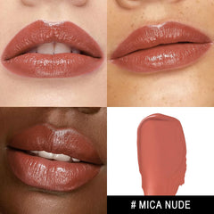 MAKI YIKA lip color swatch shows warm brown nude for daily wear.