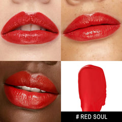 MAKI YIKA Moisture Red Lipstick application swatch reveals smooth, hydrated color