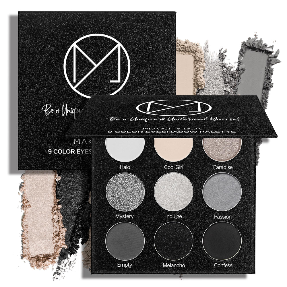 MAKI YIKA paleta de sombras smokey con 9 tonos para looks versátiles.