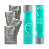 Malibu C Scalp Wellness Shampoo bottle pour provides a refreshing cleanse for the scalp