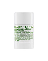 Desodorante MALIN+GOETZ eucalipto, vista frontal, aroma natural para uso diario.