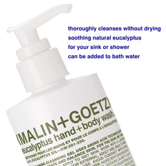 Malin+Goetz hand and body wash foaming lather provides balanced hydration for skin.