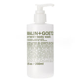 MALIN+GOETZ Rum Hand + Body Wash bottle in sleek packaging for everyday cleansing.