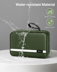 Maliton Toiletry Bag ventilated-pocket helps separate damp items after showers.