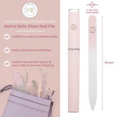 Malva Belle travel case shown for convenient on-the-go nail care.