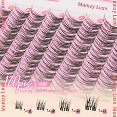 Mamzy Luxe clear-band lash clusters disappear against lashes