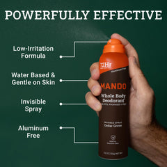 Mando 72-hour odor control graphic highlights long-lasting protection.
