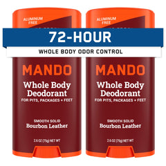 Mando Bourbon Leather smooth solid stick applied for all-day odor control
