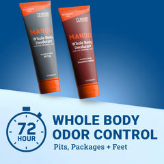 Mando tube close-up showing silky invisible cream texture on skin.
