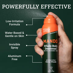 Mando invisible spray mist in action for quick-dry, stain-free application