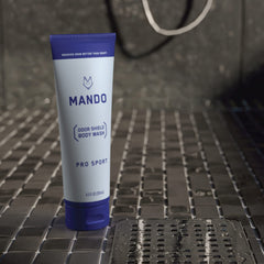 Mando Odor Shield ingredients label emphasizes mandelic acid powered cleansing.