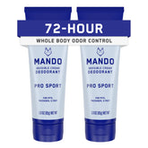 Mando Pro Sport packaging shows convenient on-the-go deodorant for men.