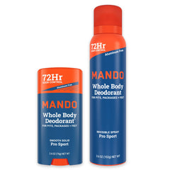 Mando two-piece bundle with smooth solid stick for targeted odor protection.
