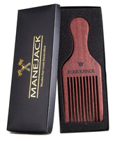 MANEJACK beard pick wooden comb overview with natural finish for comfortable grooming.