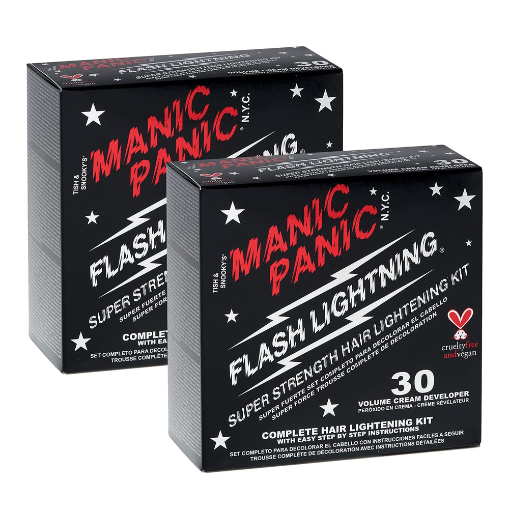 MANIC PANIC Flash Lightning Bleach Powder ready for lift and prep.