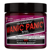 MANIC PANIC Fuchsia Shock bottle demonstrates vibrant color for at-home dye experiments.