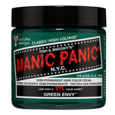 MANIC PANIC Green Envy bottle pour reveals vibrant emerald green color for DIY color sessions.