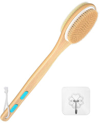ManLinKei back scrubber with long handle for easy reach and thorough back cleansing.
