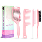 Manrator Curl Defining Brush showcases ergonomic design for effortless detangling and shaping.