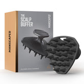 MANSCAPED Scalp Buffer closeup of handle for easy grip during shower cleansing.