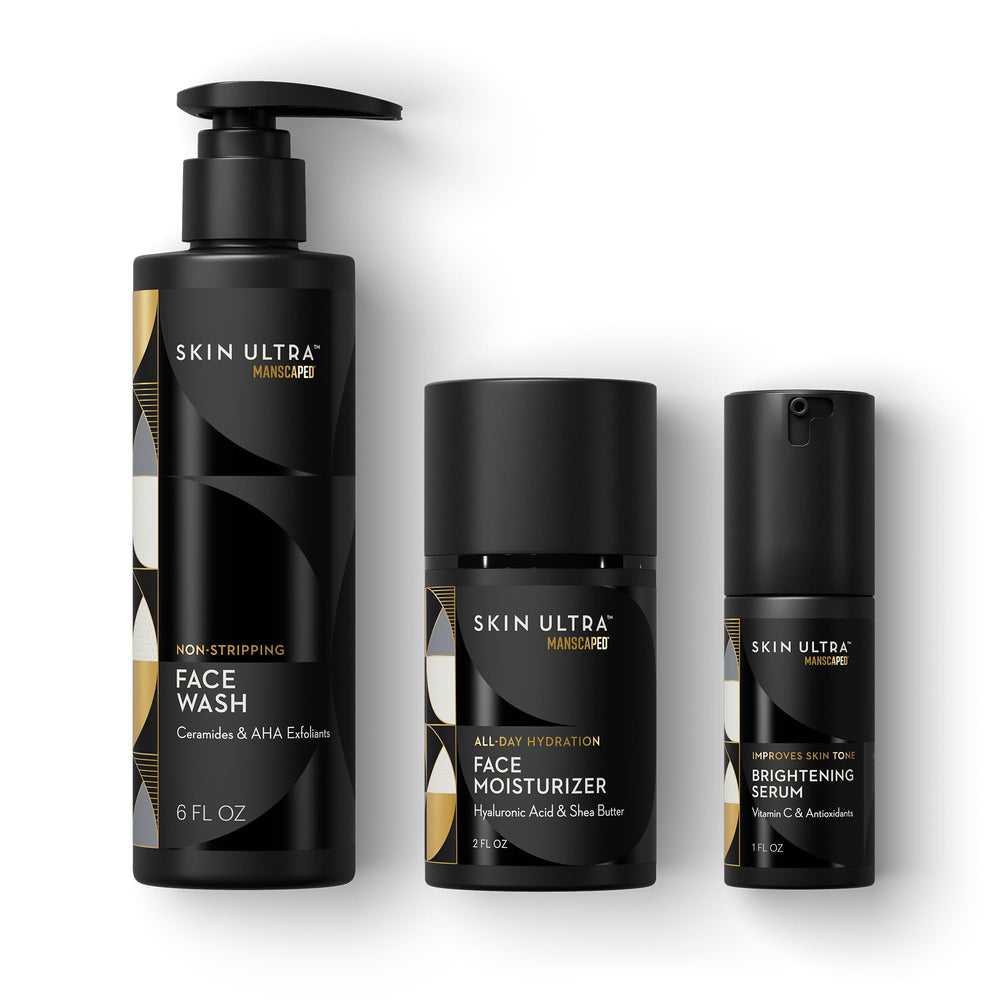 MANSCAPED Skin Ultra Face Wash bottle, smooth formula for brighter skin.
