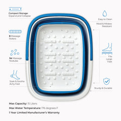 Mantello blue 15L foot bath offers ample space for larger feet.
