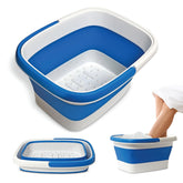 Mantello collapsible blue foot bath provides full submersion for a spa-like soak.