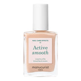 Manucurist Active Smooth 01: bote en primer plano, suaviza imperfecciones en uñas.