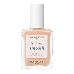 Manucurist Active Smooth 01: bote en primer plano, suaviza imperfecciones en uñas.