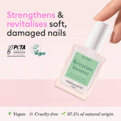 Manucurist Keratin Booster: aplicación con brocha para uñas dañadas.