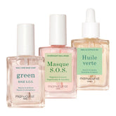 Manucurist Rescue Kit base coat strengthens damaged nails for repair.